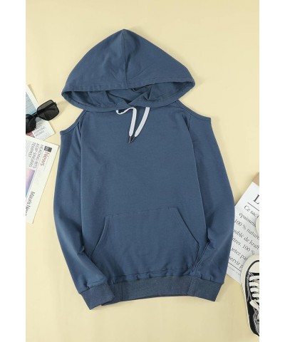 Women's Casual Long Sleeve Drawstring Hoodie Sweatshirts Pullover with Pockets 02-dark Blue $23.00 Hoodies & Sweatshirts