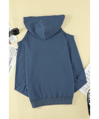 Women's Casual Long Sleeve Drawstring Hoodie Sweatshirts Pullover with Pockets 02-dark Blue $23.00 Hoodies & Sweatshirts