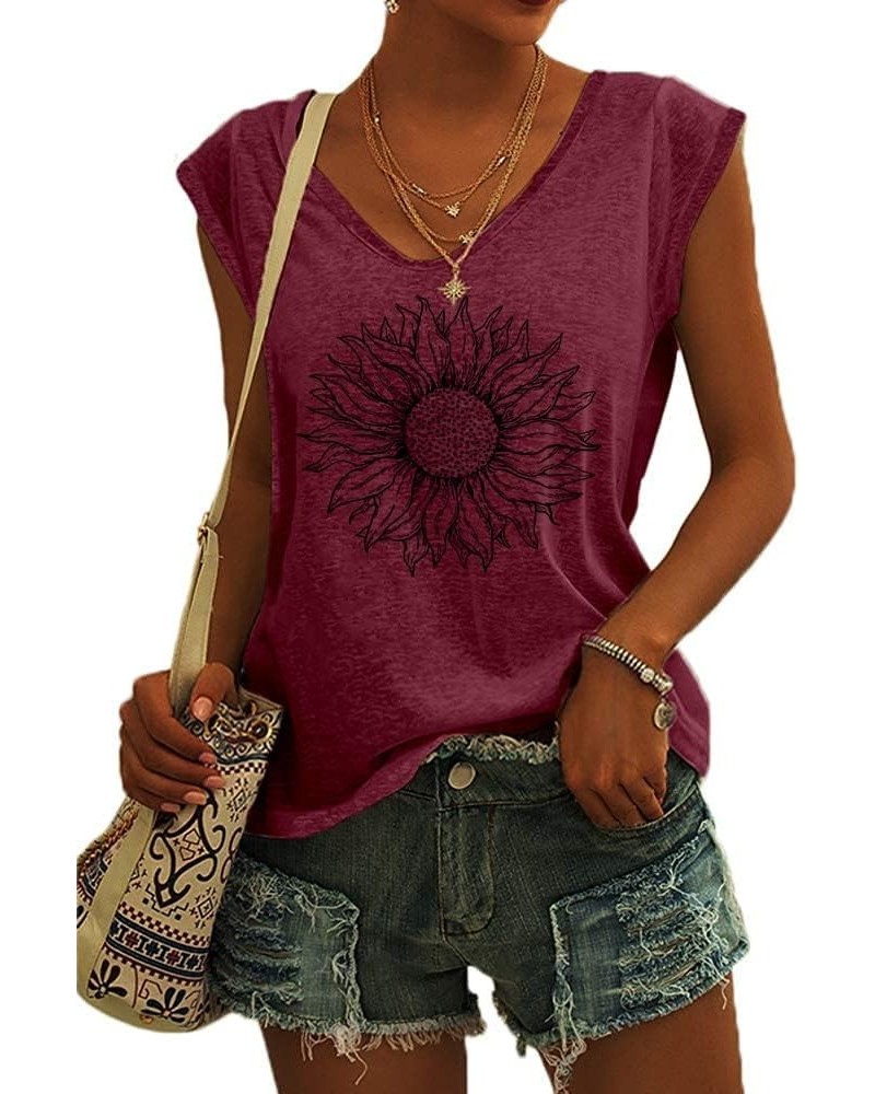 Womens Tank Tops Sleeveless Shirts Summer Cami Shirts Crewneck Yoga Running T Shirts Basic Tops 2 Red $10.02 Tanks