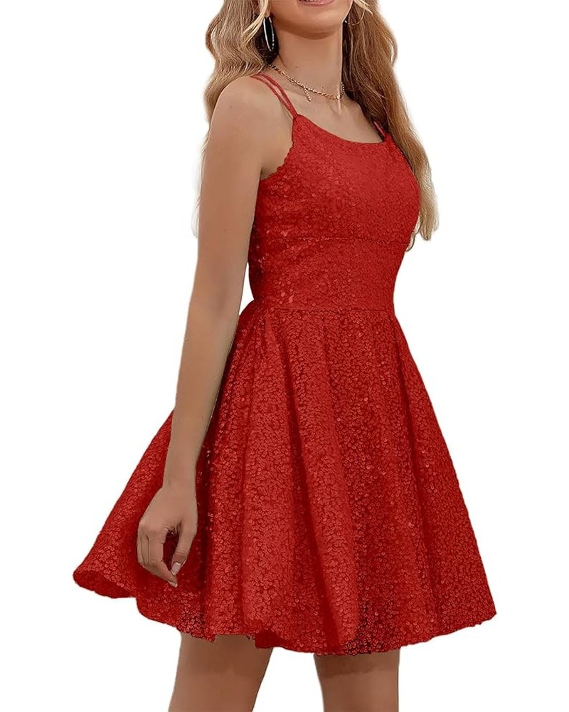 A-line Sequin Homecoming Dresses for Teens Sparkly 2023 Short Prom Dress Spaghetti Straps Tulle Party Dress Red $29.25 Dresses