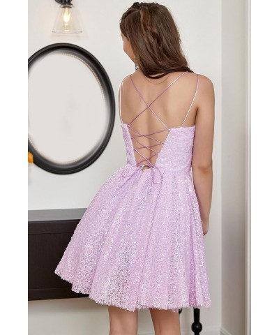 A-line Sequin Homecoming Dresses for Teens Sparkly 2023 Short Prom Dress Spaghetti Straps Tulle Party Dress Red $29.25 Dresses