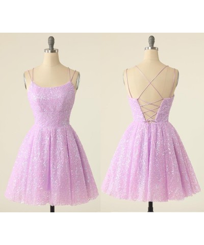 A-line Sequin Homecoming Dresses for Teens Sparkly 2023 Short Prom Dress Spaghetti Straps Tulle Party Dress Red $29.25 Dresses