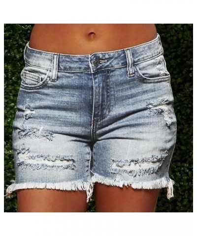 Denim Shorts for Women Mid Rise Ripped Jean Shorts Stretchy Folded Hem Hot Short Jeans Summer Fashion Dressy Casual 01 Blue $...