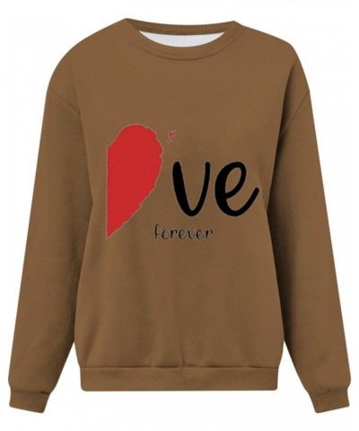 Unisex Womens Valentine's Day Sweatshirt Love Heart Print Long Sleeve Crewneck Funny Holiday T-Shirt Blouse Casual Top A-gold...