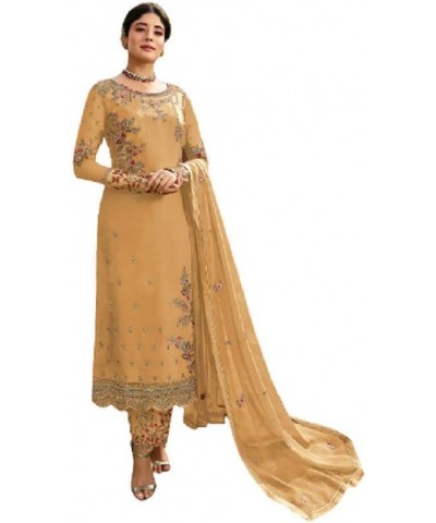 Henith Collection Indian/Pakistani Ethnic wear Georgette Straight Salwar Suit Salwar Kameez Ready To Wear Yellow $41.33 Suits