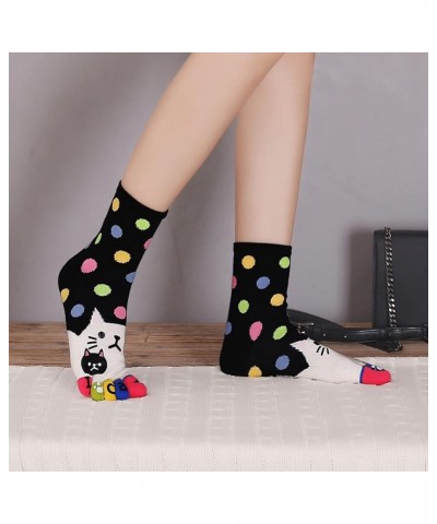 Womens Toe Socks Animal Socks Cotton Five Finger Socks Colorful Funny Casual Crew Socks for Ladies Cat-03-5 Pack $11.42 Activ...