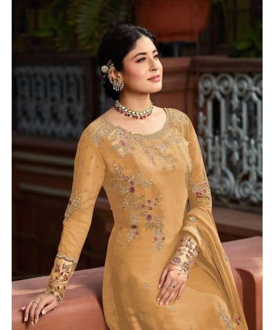 Henith Collection Indian/Pakistani Ethnic wear Georgette Straight Salwar Suit Salwar Kameez Ready To Wear Yellow $41.33 Suits