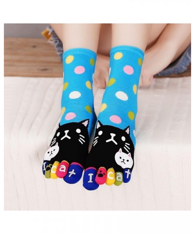 Womens Toe Socks Animal Socks Cotton Five Finger Socks Colorful Funny Casual Crew Socks for Ladies Cat-03-5 Pack $11.42 Activ...