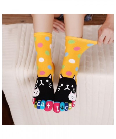 Womens Toe Socks Animal Socks Cotton Five Finger Socks Colorful Funny Casual Crew Socks for Ladies Cat-03-5 Pack $11.42 Activ...