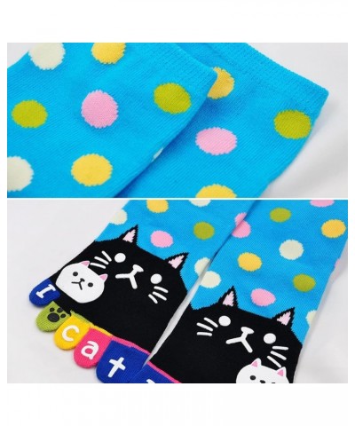 Womens Toe Socks Animal Socks Cotton Five Finger Socks Colorful Funny Casual Crew Socks for Ladies Cat-03-5 Pack $11.42 Activ...