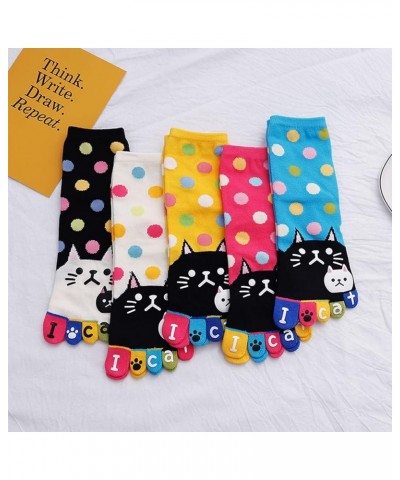 Womens Toe Socks Animal Socks Cotton Five Finger Socks Colorful Funny Casual Crew Socks for Ladies Cat-03-5 Pack $11.42 Activ...