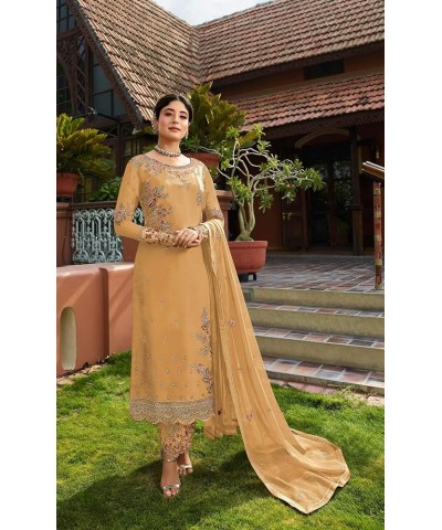 Henith Collection Indian/Pakistani Ethnic wear Georgette Straight Salwar Suit Salwar Kameez Ready To Wear Yellow $41.33 Suits