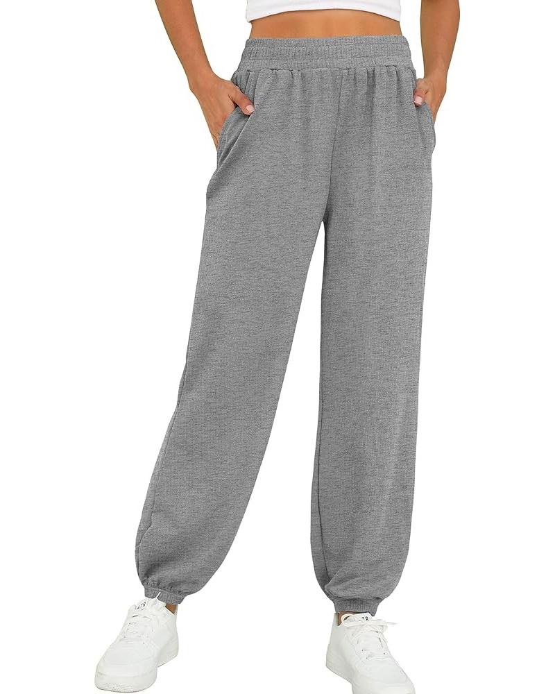 Womens Sweatpants Baggy High Waisted Fall Pants Cinch Bottom Joggers with Pockets Fashion 2023 02-light Grey $15.11 Activewear