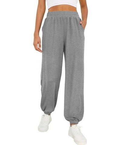 Womens Sweatpants Baggy High Waisted Fall Pants Cinch Bottom Joggers with Pockets Fashion 2023 02-light Grey $15.11 Activewear