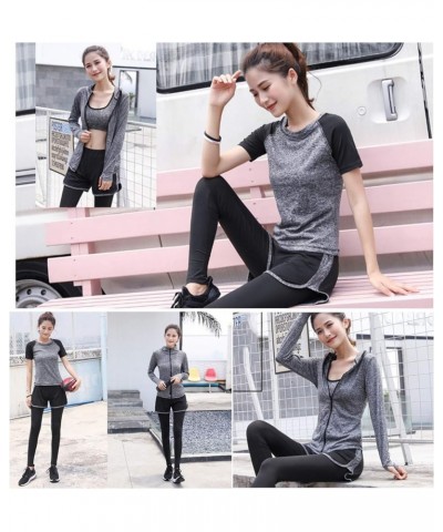 5pcs Workout Outfits for Women Athletic Sets Sport Suits Yoga Gym Fitness Exercise Clothes Jogging Tracksuits Grey $25.91 Act...