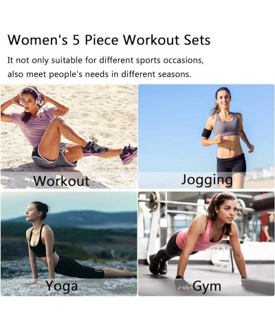 5pcs Workout Outfits for Women Athletic Sets Sport Suits Yoga Gym Fitness Exercise Clothes Jogging Tracksuits Grey $25.91 Act...