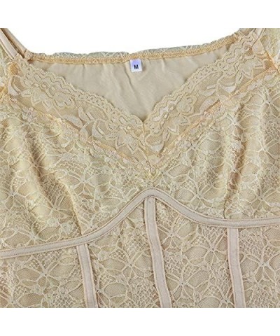 Women Lace Crop Top Y2K Vintage Camisole Tank Top Fairy Grunge V-Neck Basic Corset Tee Sleeveless Blouse Shirt B-apricot $8.6...