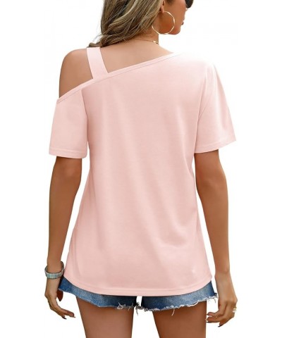 Women's Short Sleeve Tunic Tops Casual Summer Cold Shoulder Blouse Shirts A4 Pink $14.49 Tops