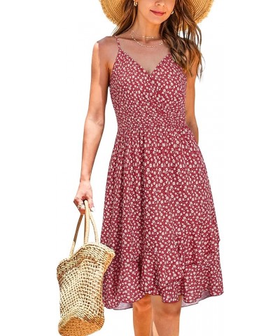 Womens Summer Floral Wrap V Neck Adjustable Spaghetti Casual Ruffle Dress Spaghetti Strap Floral39 $15.50 Dresses