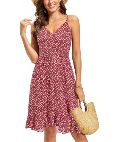 Womens Summer Floral Wrap V Neck Adjustable Spaghetti Casual Ruffle Dress Spaghetti Strap Floral39 $15.50 Dresses