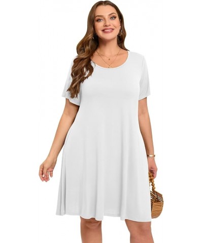 Womens Summer Casual T Shirt Dresses Short Sleeve Swing Tunic Dress White $14.24 Dresses