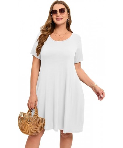 Womens Summer Casual T Shirt Dresses Short Sleeve Swing Tunic Dress White $14.24 Dresses