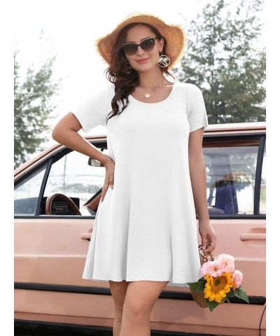 Womens Summer Casual T Shirt Dresses Short Sleeve Swing Tunic Dress White $14.24 Dresses