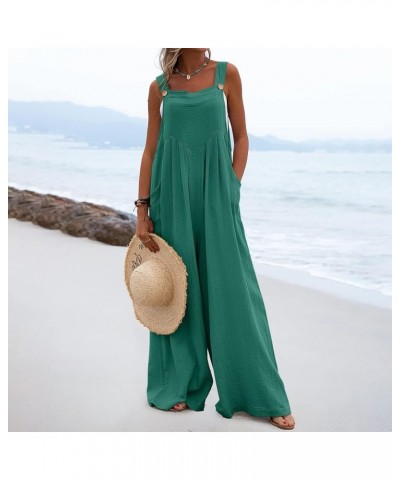 Rompers for Women Dressy Casual Summer Printed Wide Leg Loose Fit Fashion Pleated Lounge Jumpsuits Overalls Zly C-green $11.7...