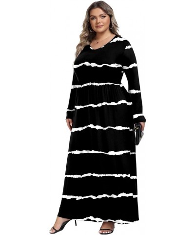 Womens Plus Size Maxi Dresses Long Sleeve Casual V Neck 2023 Fall Winter Soft Loose Fit T-Shirt Dress with Pockets A11-black ...