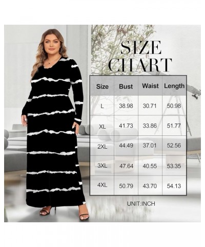 Womens Plus Size Maxi Dresses Long Sleeve Casual V Neck 2023 Fall Winter Soft Loose Fit T-Shirt Dress with Pockets A11-black ...