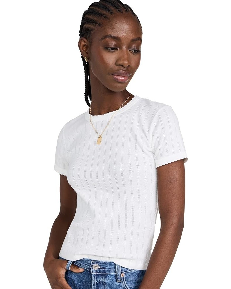 Women's Pointelle Short Sleeve Tee White $39.45 T-Shirts