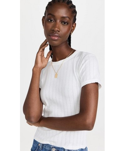 Women's Pointelle Short Sleeve Tee White $39.45 T-Shirts