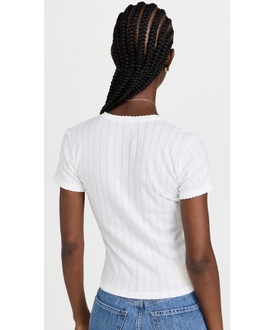 Women's Pointelle Short Sleeve Tee White $39.45 T-Shirts