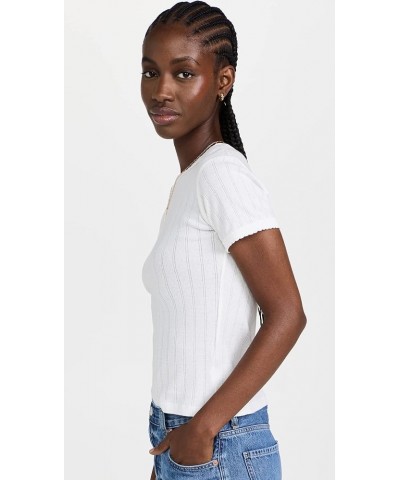 Women's Pointelle Short Sleeve Tee White $39.45 T-Shirts