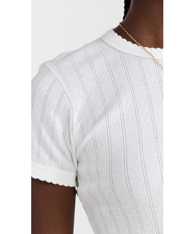 Women's Pointelle Short Sleeve Tee White $39.45 T-Shirts