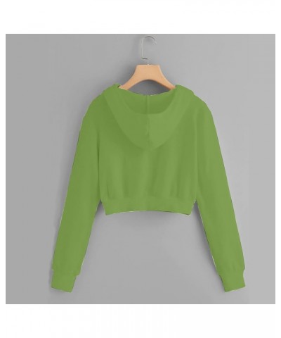 Zip Up Hoodies for Women Cropped Long Sleeve Sweatshirts Jackets Trendy Y2k Crop Tops Teen Girls Clothes 2023 J012-green $7.7...