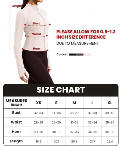 Cropped Workout Running Jackets for Women Long Sleeve Lightweight Zip Up Athletic Tops with Thumb Holes 3 Almond $14.52 Jackets