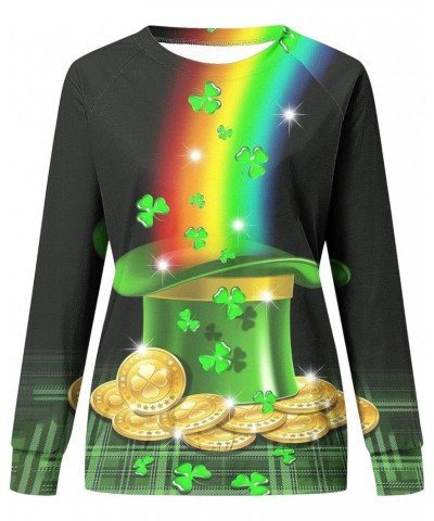 Womens St Patricks Day Shirts Long Sleeve Tops T-Shirt Saint Patricks Day Fashion Printed Sweatshirt Blouse Tops A032-white $...