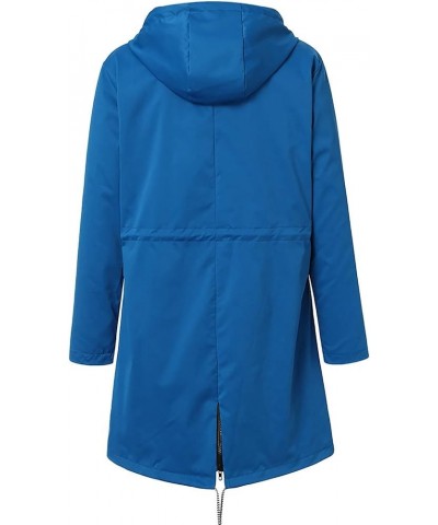 Plus Size Coat for Women Fall Winter Solid Rain Jacket Outdoor Waterproof Hooded Raincoat Windproof 2023 Jackets Z-blue $14.2...