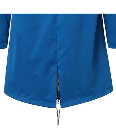 Plus Size Coat for Women Fall Winter Solid Rain Jacket Outdoor Waterproof Hooded Raincoat Windproof 2023 Jackets Z-blue $14.2...