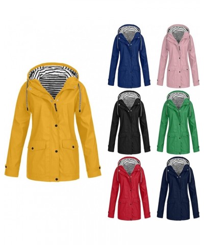 Plus Size Coat for Women Fall Winter Solid Rain Jacket Outdoor Waterproof Hooded Raincoat Windproof 2023 Jackets Z-blue $14.2...