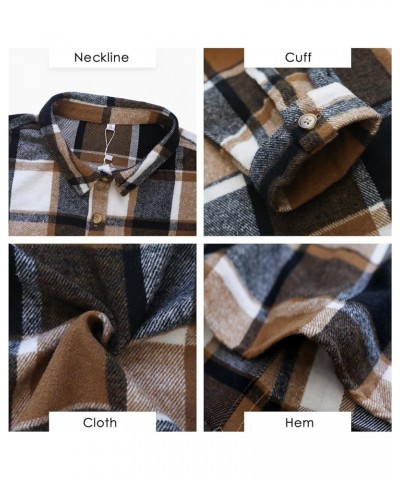 Womens 2024 Corduroy Button Down Shirt Casual Oversized Long Sleeve Blouses Tops 11 Fp Black Brown Plaid $20.29 Blouses