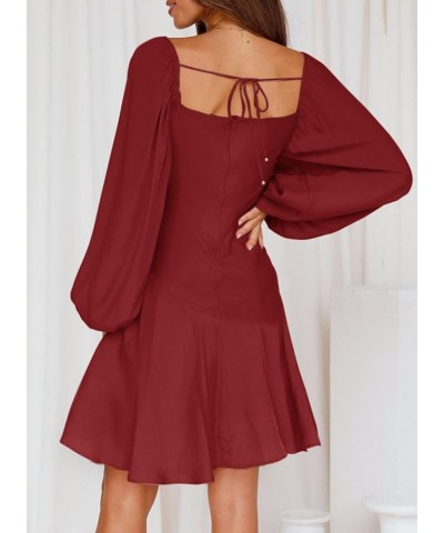 2024 Fashion Dress for Women Holiday Party Wedding Long Sleeve Boho Mini Flowy Ruffle Dresses A Red $24.35 Dresses