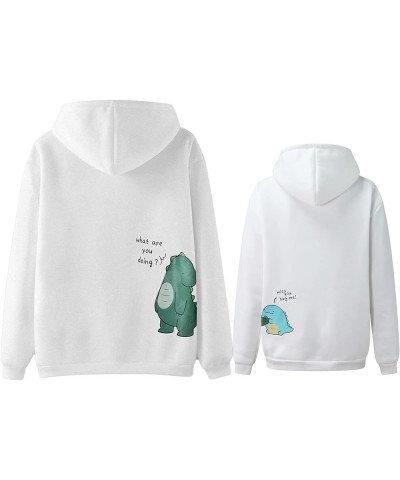 Couple Hoodie Lover Dinosaur Matching Couple Sweatshirt Valentine's Day Gift for Him & Her King Queen (f-White, S) X-Large B-...