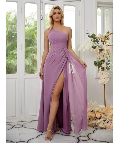 One Shoulder Bridesmaid Dresses for Women A Line Pleated Formal Dress with Slit YMS310 Gold $28.04 Dresses