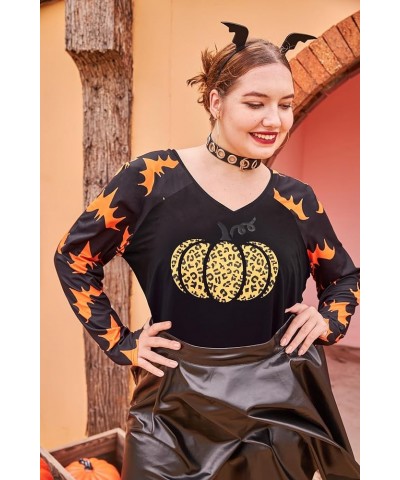 Plus Size Tops for Women Lace Long Sleeve Solid Blouse Puff Splice Shirts Fall Winter Floral Blouses (XL-5XL) 1-pumpkin Bat $...