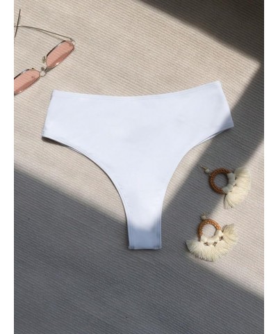 Women's Criss Cross Cut Out Back Bikini Bottoms Swimsuit Beachwear Plain White $11.25 Swimsuits