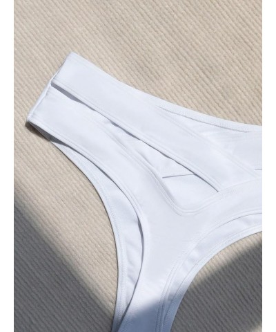 Women's Criss Cross Cut Out Back Bikini Bottoms Swimsuit Beachwear Plain White $11.25 Swimsuits