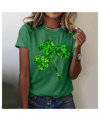 YUAEEEN St Patricks Day Shirt Women Lucky Clover Graphic Sweatshirt Short Sleeve T-Shirts Loose Tee Tops O1 J-green $6.35 T-S...