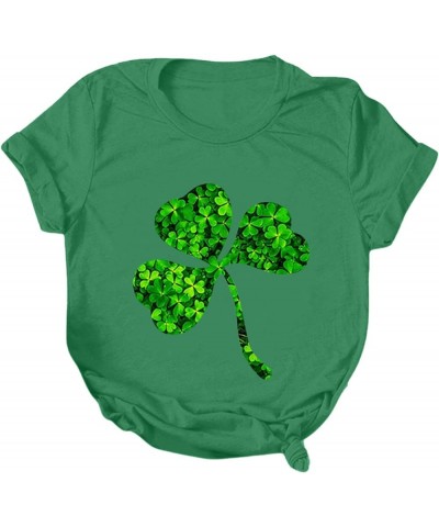 YUAEEEN St Patricks Day Shirt Women Lucky Clover Graphic Sweatshirt Short Sleeve T-Shirts Loose Tee Tops O1 J-green $6.35 T-S...